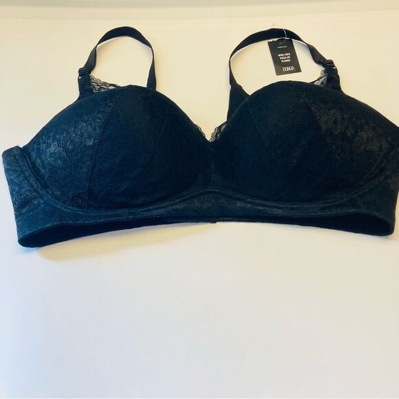 Torrid Curve Dream Wire Free Push Up Plunge Lace Bra Plus Size 44DD Black NEW - Picture 6 of 11